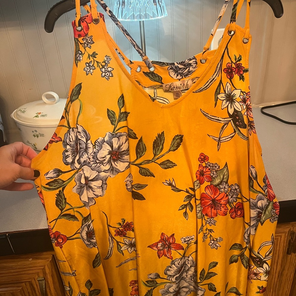 Xhilaration Vibrant Orange Floral Blouse